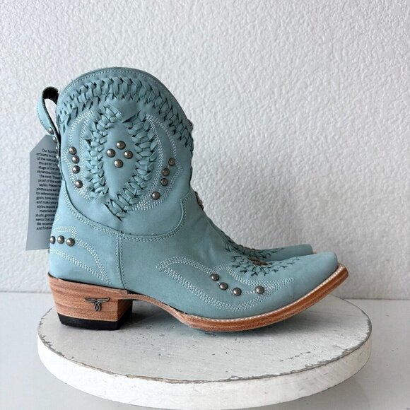 Lane COSSETTE Womens Cowboy Bootie 7.5 Blue Cowgirl Western Short Ankle Boots - Picture 2 of 11